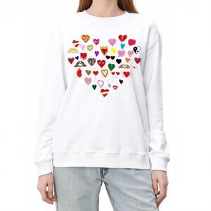 NEW UNFORTUNATE PORTRAIT unisex heart's crewneck sweatshirt in white